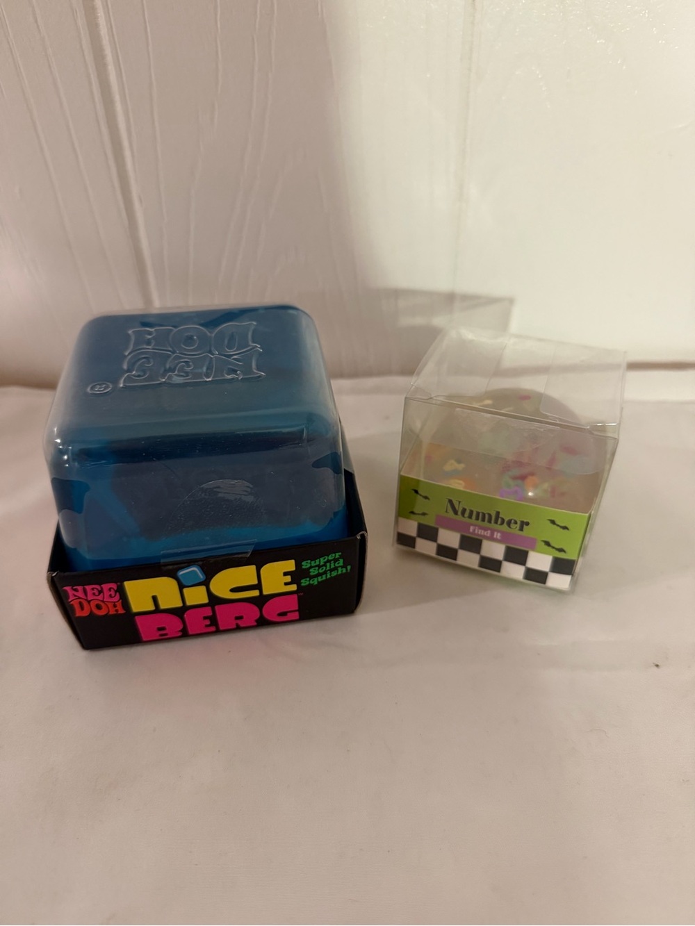 Niceberg Blue Stress Squish Toy and alphabet squish